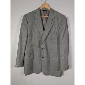 Brooks Brothers Mens Beige Plaid 2 Button 100 Wool Jacket Blazer 44 R Preppy 124